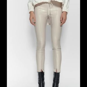Zara Cream Faux Leather Pants